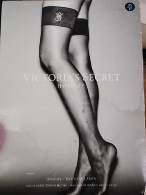 Victoria's Secret Navy Blue Thigh High Hosiery with Logo Band